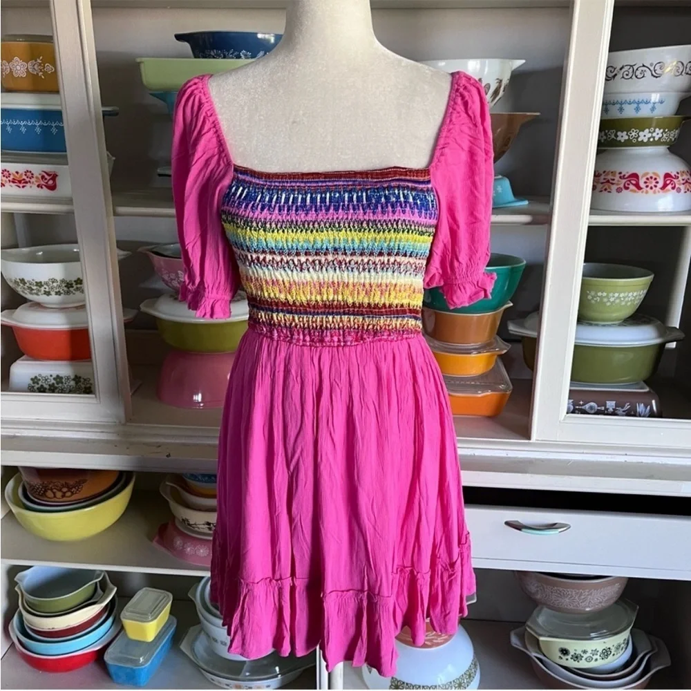 Vici Pretty in Pink Smocked Puff Sleeve Dress - Size XS - Picture 2 of 13